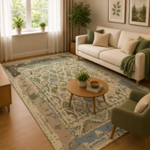 Vintage Oushak Wool Area Rug