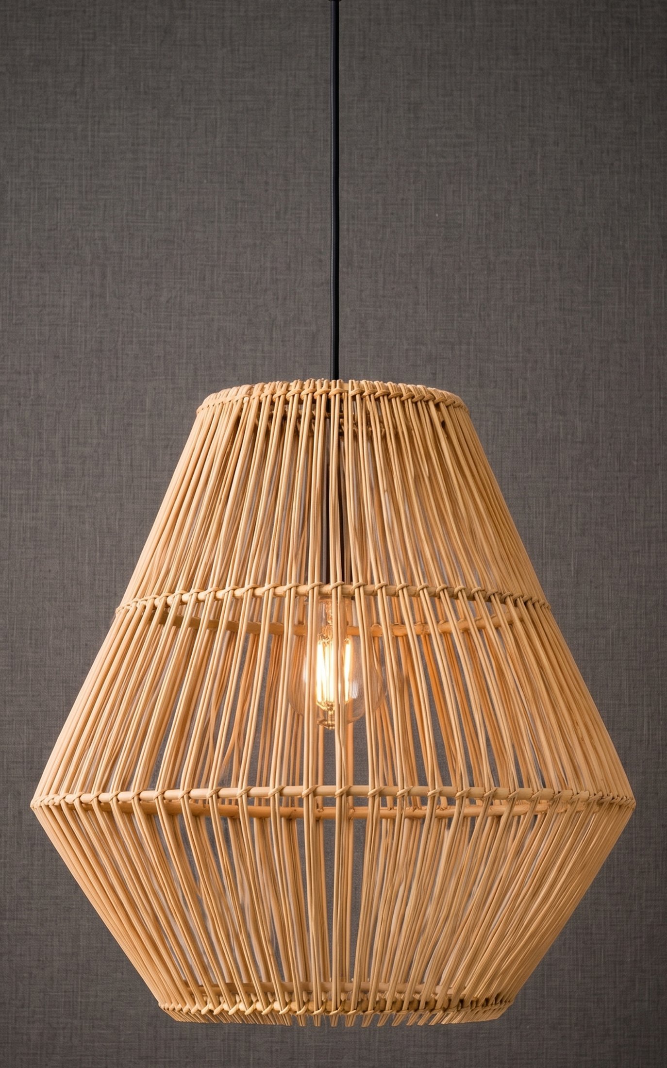 The Veya – Sculptural Woven Cane Pendant Light - Image 2