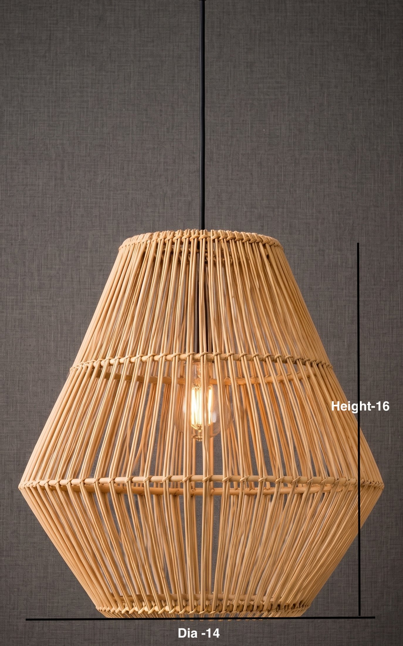 The Veya – Sculptural Woven Cane Pendant Light - Image 3